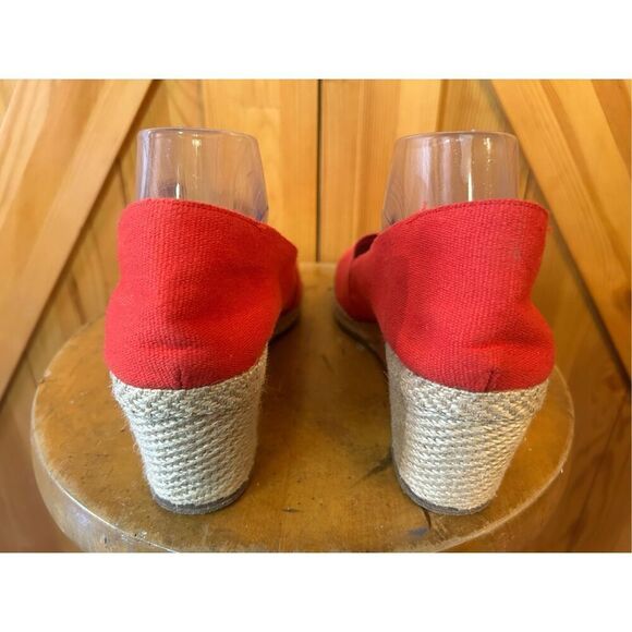 ANDRE ASSOUS Red Canvas Designer Espadrille Close Toe Wedges Size 11 - Picture 4 of 8